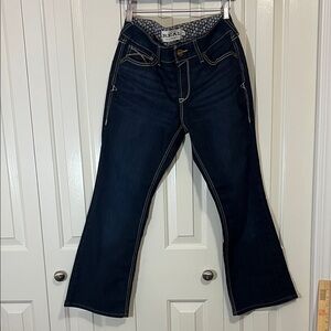 Dark Blue Women's Jeans Ariat Real Denim Contrast Stitching mid rise boot cut